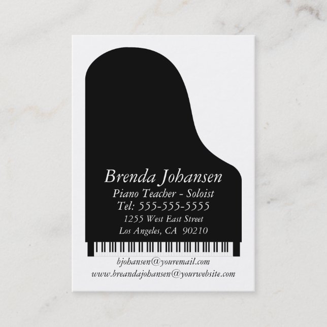 Personal - piano de la tarjeta de visita (Anverso)