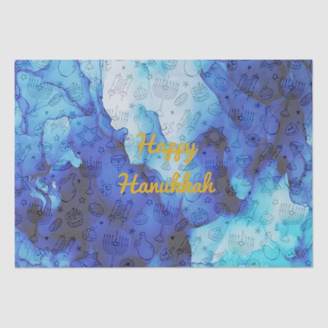 Personalice el papel de tejidos de HANUKKAH FELIZ  (Anverso)
