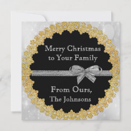 Personalice esta tarjeta de Navidades de oro y pla