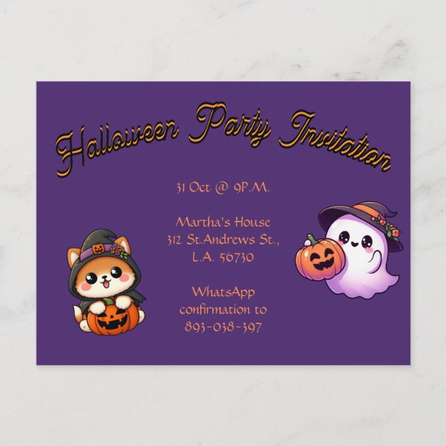 Personalise this Halloween Party postal card (Anverso)