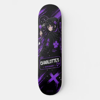 Personalised Anime Purple and Black Skateboard 