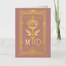 Personalised Art Deco Gold Foil Rose Card