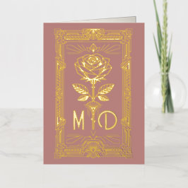 Personalised Art Deco Gold Foil Rose Card