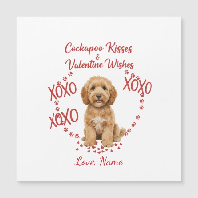 Personalised Cockapoo Kisses Valentine Wishes (Anverso)