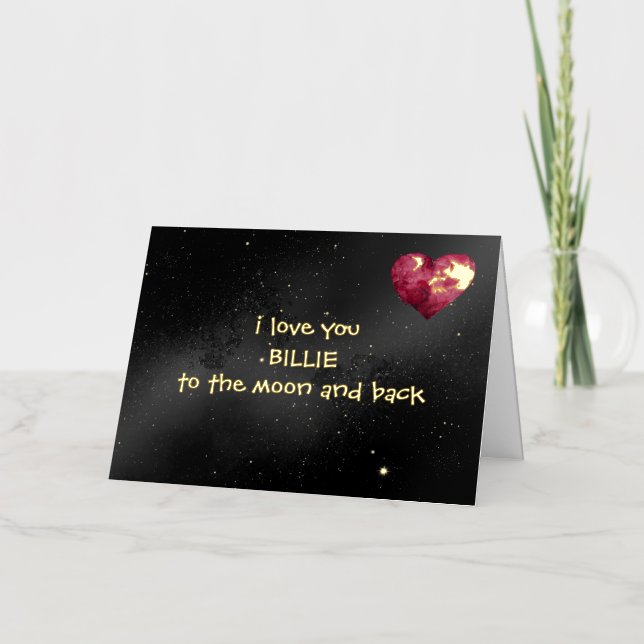 Personalised Foil Love you to the Moon folded card (Anverso)