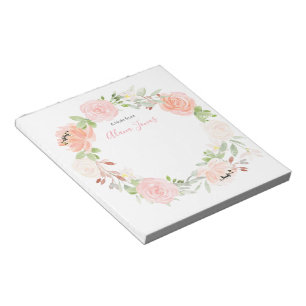 Personalised se ruboriza libreta floral rosada de