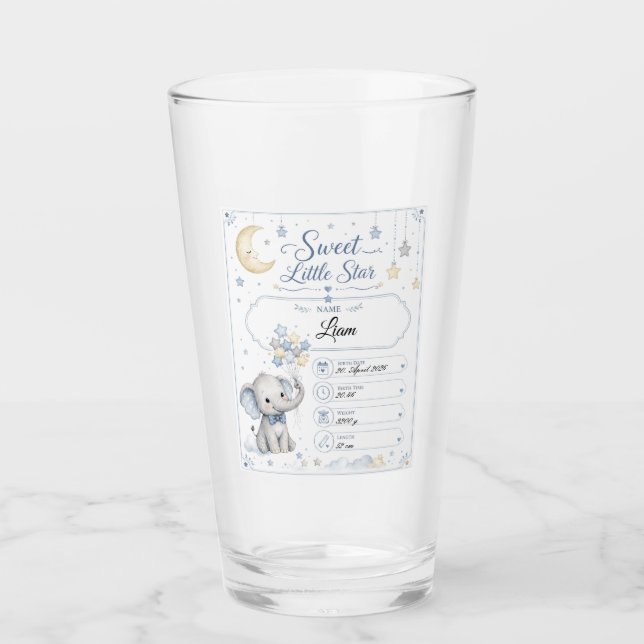 Personalisierbare Baby Geburtstafel mit Elefant  (Anverso)