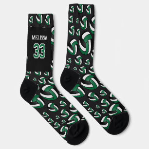 Personaliza Calcetines de Voleibol Verde, Negro y