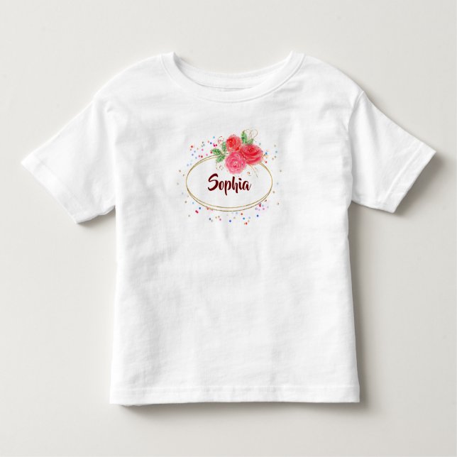 Personaliza camiseta para niños, purpurina rosa ch (Anverso)