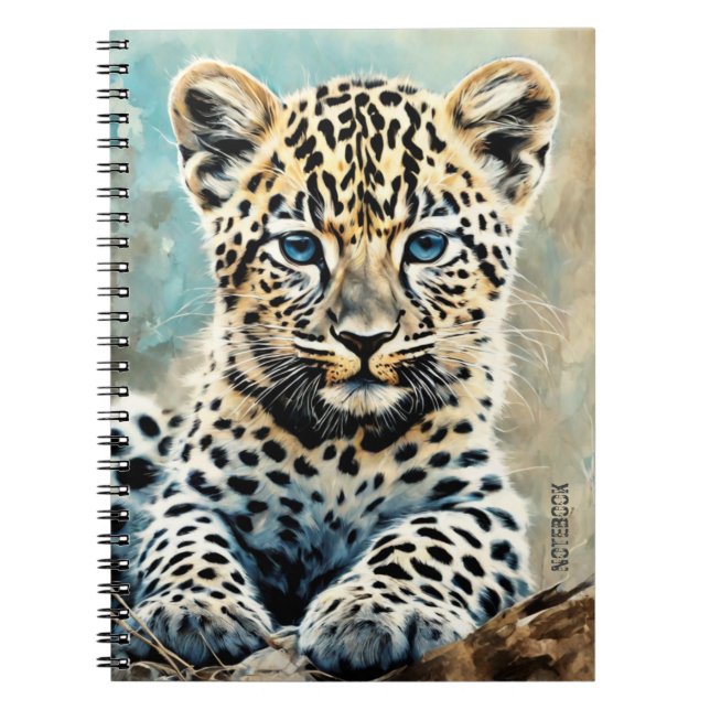 PERSONALIZA Cuaderno de cachorro de leopardo lindo (Frente)