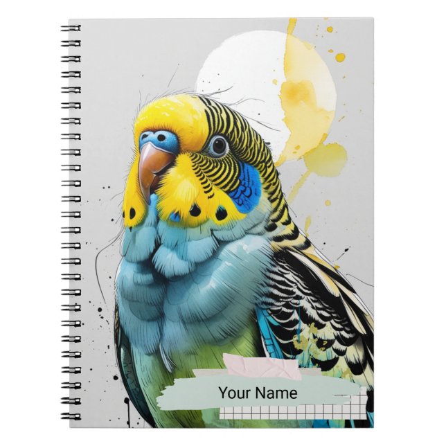 PERSONALIZA Cuaderno de tinta moderna azul periqui (Frente)