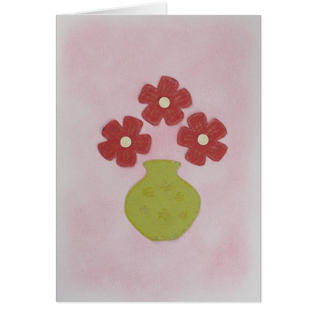 Personaliza flores rojas en jarrón verde para el c (Frente)