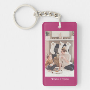 Personaliza foto y nombres, llavero de fucsia inte