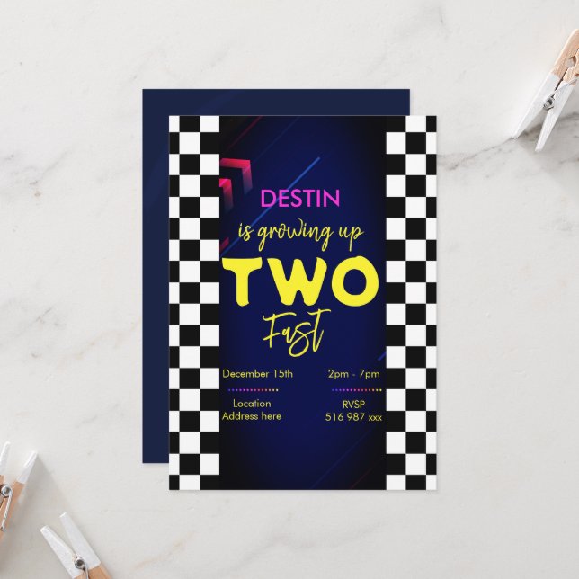 Personaliza la carrera de dos invitaciones de cump (Anverso/Reverso In Situ)