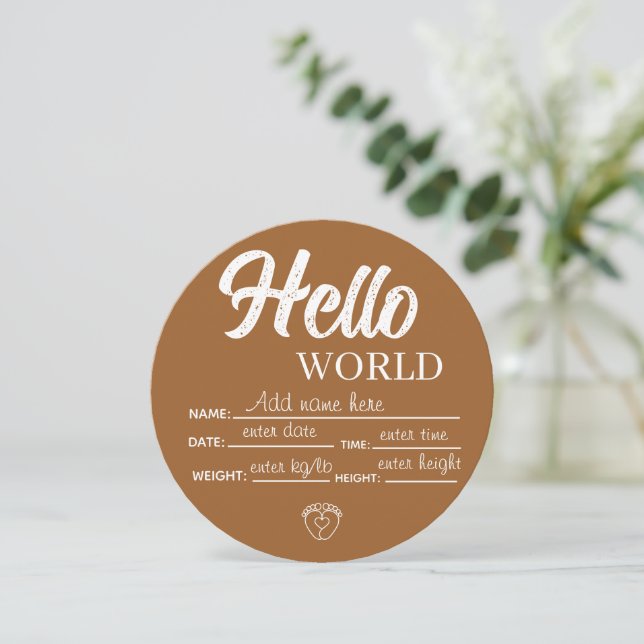 Personaliza la plantilla de señal de bebé Hello Wo (Anverso de pie)