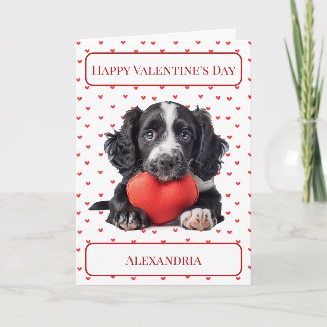 Personaliza la tarjeta de San Valentín de cachorro (Anverso)
