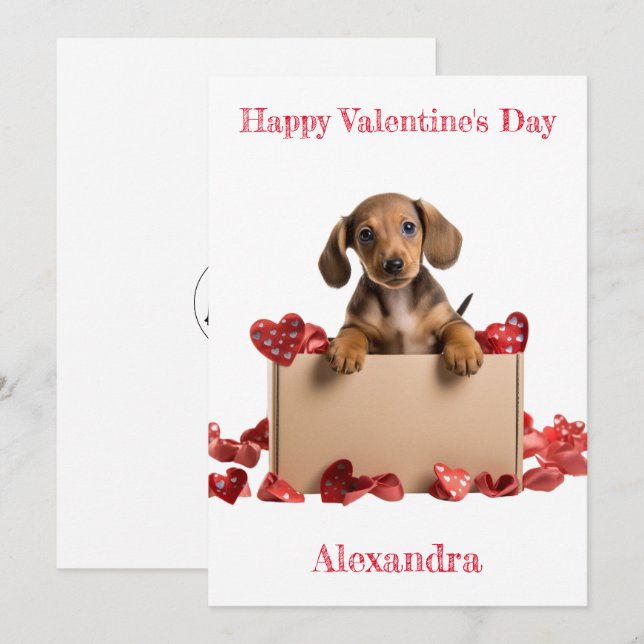 Personaliza la tarjeta de San Valentín de Dachshun (Anverso / Reverso)