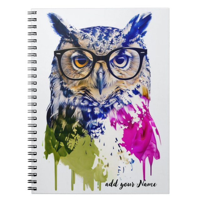 PERSONALIZA Libreta de Búho Colorida Hippister (Frente)