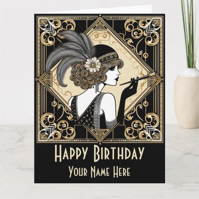 Personaliza tarjeta Art Deco Twenties Flapper nº 2 (Anverso)