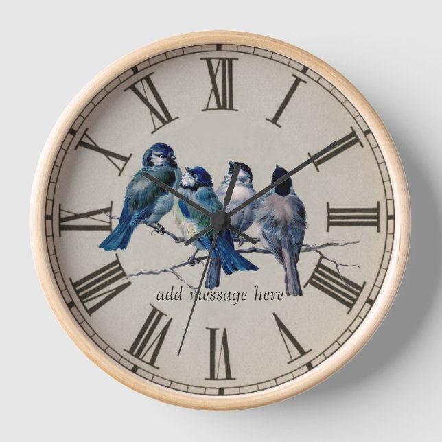 Personaliza un reloj de pájaros voladores de arte (Anverso)