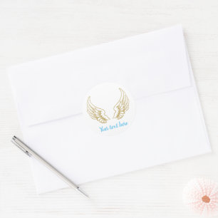 PERSONALIZABLE ANGEL WINGS ROUND PEGATINA