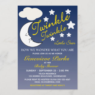Personalizable Baby Shower Twinkle Star Invitación