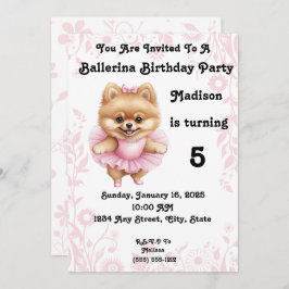 Personalizable Ballerina Invitación de cumpleaños