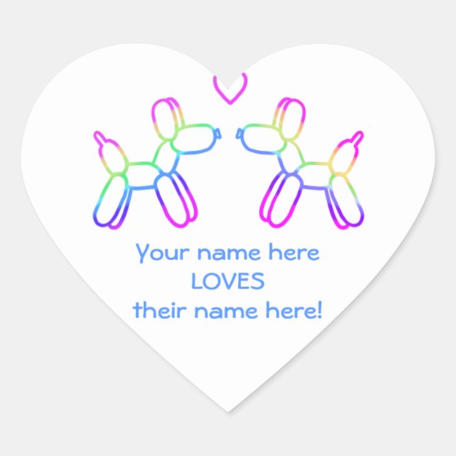 Personalizable Balón Perros Pegatina del corazón (Anverso)