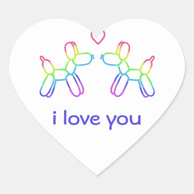 Personalizable Balón Perros Pegatina del corazón (Anverso)
