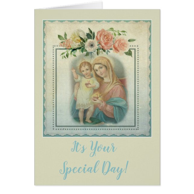 Personalizable Bendita Virgen María con el Niño Je (Frente)