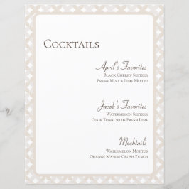 Personalizable Boho Boda 8.5X11 Cocktail Menu