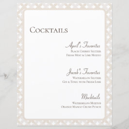 Personalizable Boho Boda 8.5X11 Cocktail Menu
