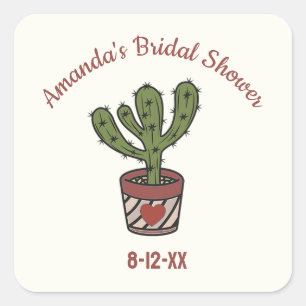 Personalizable Cactus Tema Bridal Shower Pegatina