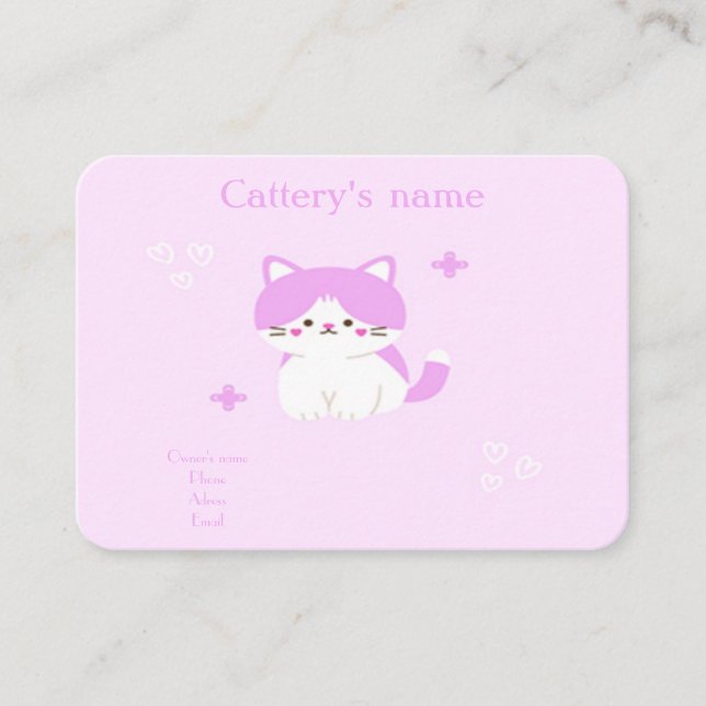 Personalizable Cattery tarjeta de negocios Soft Pi (Anverso)