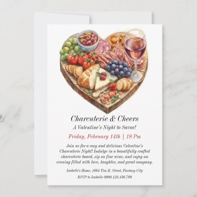 Personalizable Charcuterie & Invitación nocturna (Anverso)