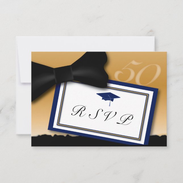 Personalizable Clase 50 años Reunión RSVP Azul (Anverso)
