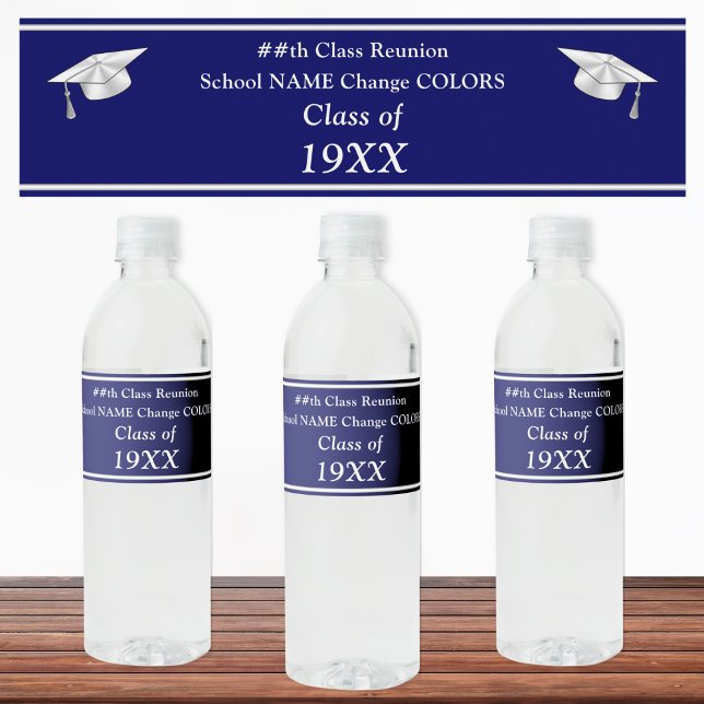 Personalizable, Clase Reunión Etiqueta Botella de  (Class reunion water bottle labels. Customizable water bottle labels. Class reunion party supplies. )