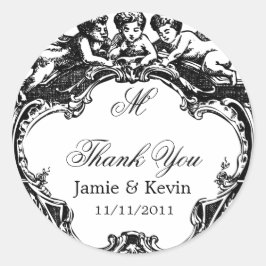 Personalizable Clásico Monogramado Pegatina Cherub