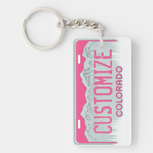 Personalizable Colorado llavero rosa (Frente)