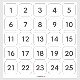 Personalizable cuadrado número Pegatinas negro en 