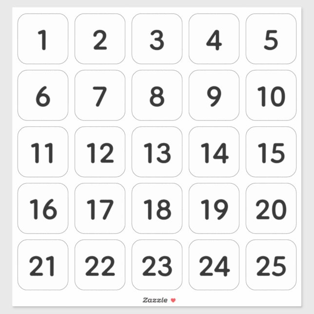 Personalizable cuadrado número Pegatinas negro en  (Hoja)