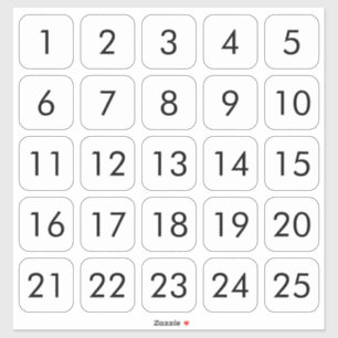 Personalizable cuadrado número Pegatinas negro en 