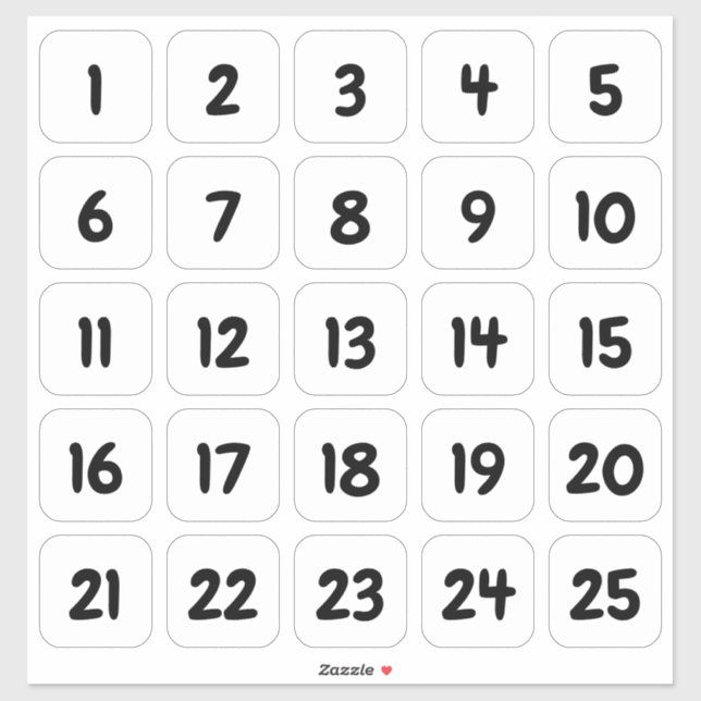 Personalizable cuadrado número Pegatinas negro en  (Hoja)