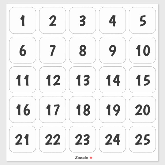 Personalizable cuadrado número Pegatinas negro en  (Hoja)