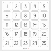 Personalizable cuadrado número Pegatinas negro en 