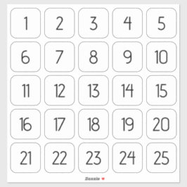 Personalizable cuadrado número Pegatinas negro en 