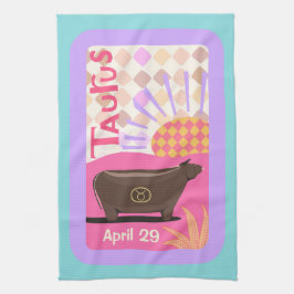 Personalizable Cumpleaños Taurus Zodiac Tea Toalla