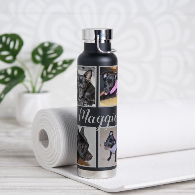 personalizable de 4 fotos | Botella de agua negra (Yoga)