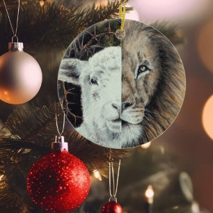 Personalizable de adornos navideños de león y cord
