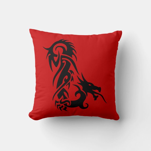 Personalizable de almohada de dragón rojo (Anverso)